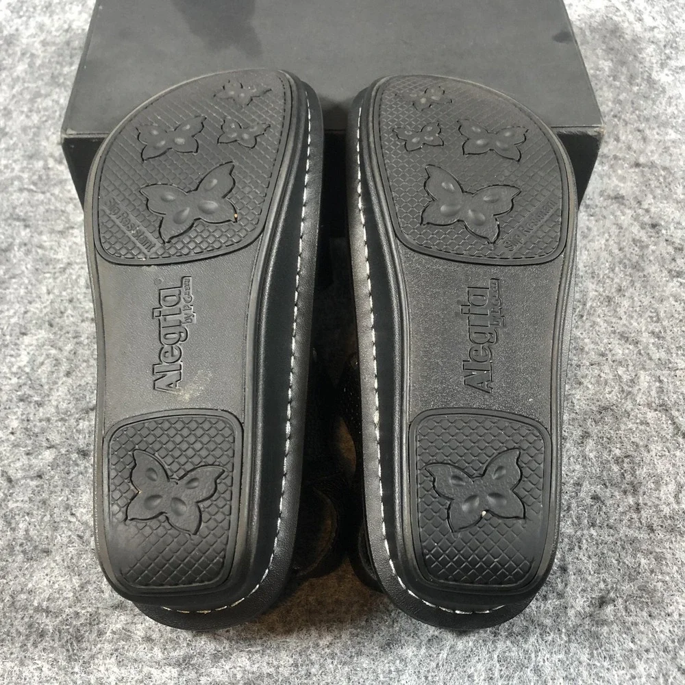Alegria KLE-501 Wedge Sandals Womens 7-7.5 Black Slip‎ Resistant Comfort